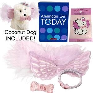 American Girl Today COCONUT DOG + CUPID ACCESSORIES Wings Tiara Collar Toy Bone